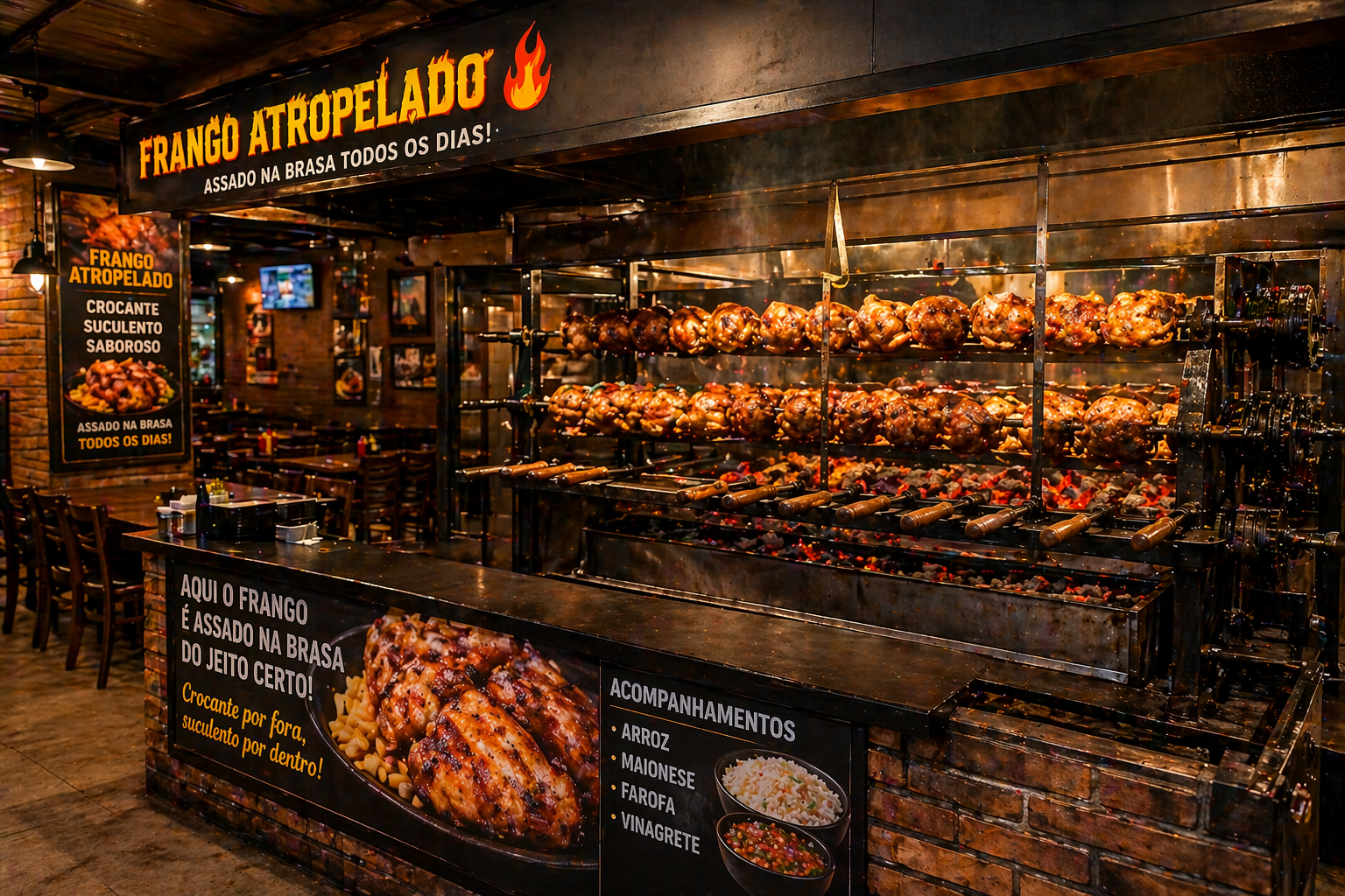Venda diária de frango assado